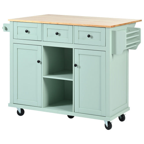 Kitchen Trolley With Rubberwood Folding Leaf Countertops