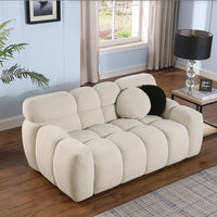 64.98 Length ,35.83 Deepth ,human Body Structure For USA People, Marshmallow Sofa,boucle Sofa ,2 Seater, LIGHT BROWN BOUCLE