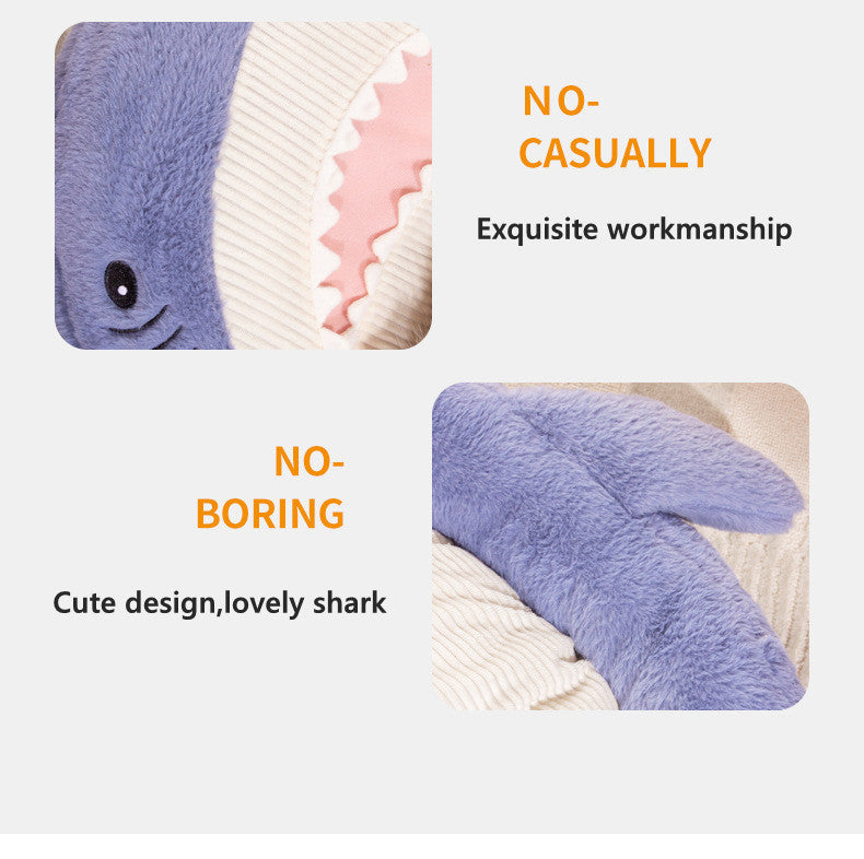 Thick Warm Cat Bed Pad Soft Shark Pattern