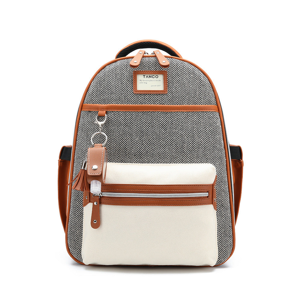 Canvas Mommy Bag With Leather Backpack