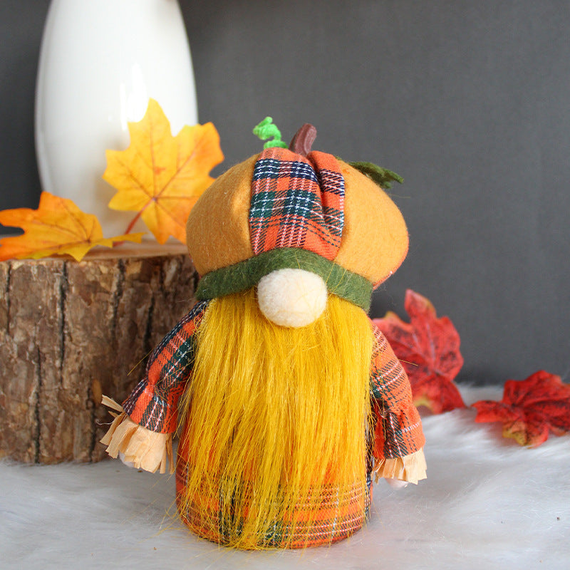 Pumpkin Hat Faceless Doll Harvest Decorations