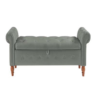 Velvet Multifunctional Storage Rectangular Sofa Stool - Grey