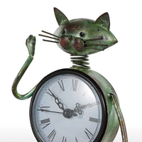 Vintage Distressed Kitten Clock Crafts Fashion