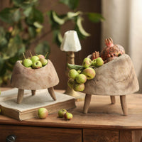 Wooden Round Goblet Snack Tray Crafts