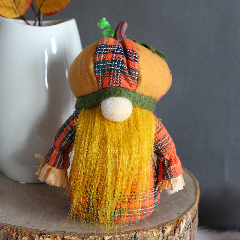 Pumpkin Hat Faceless Doll Harvest Decorations