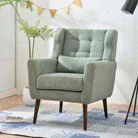 Modern Upholstered Chairs, Teddy Fabric Living Room Chairs, Comfortable Reading Chairs, Medieval Decorative Chairs, Chaise Longues Armchairs For Living Room Bedrooms - Light Green