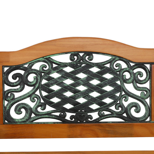 Double Arched Back Iron Wood Bench