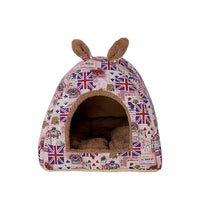 Pet Kennel House Winter Warm Rabbit Ears Cat Litter Pad Closed Yurt