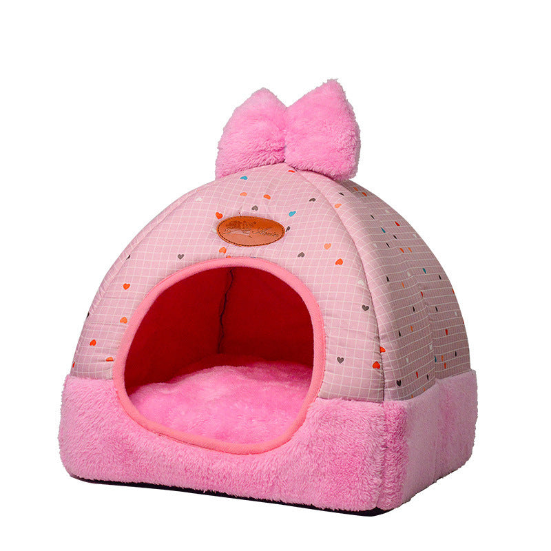 Closed folding cat litter house