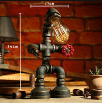 Robot Table Lamp Vintage Loft Iron Pipe