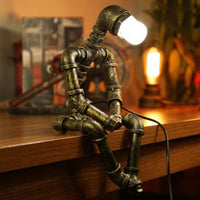 Robot Table Lamp Vintage Loft Iron Pipe