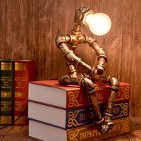 Robot Table Lamp Vintage Loft Iron Pipe