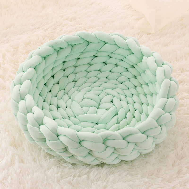 Cat Sleeping Basket Bed Round Fluffy Comfortable Touch Pet Products