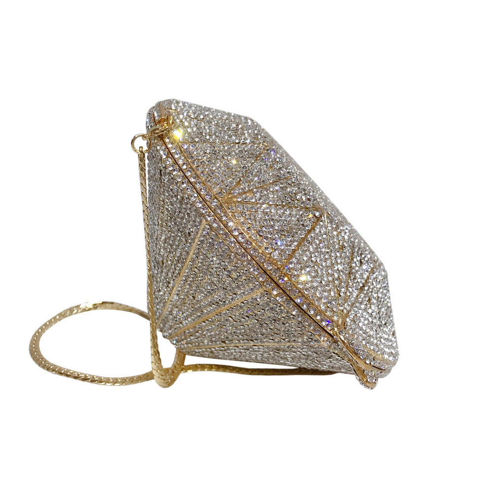 Three-dimensional diamond shape dinner clutch