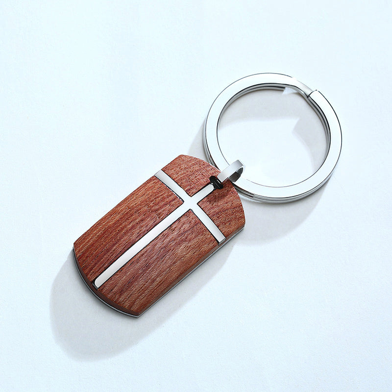 Rosewood cross key chain