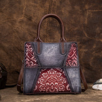 New Style Tree High Leather Retro Handbags Embossed Hand-Painted