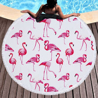 Flamingo round beach towel