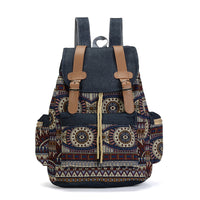 Ethnic Style Denim Large Capacity Drawstring School Bag/Backpack