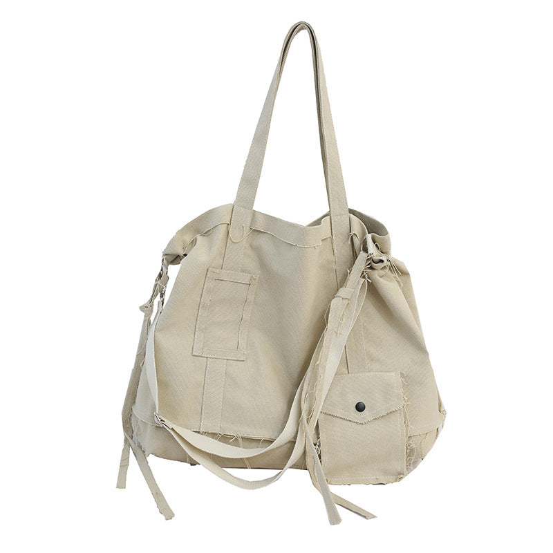 Lazy Canvas Solid Color Shoulder Bag