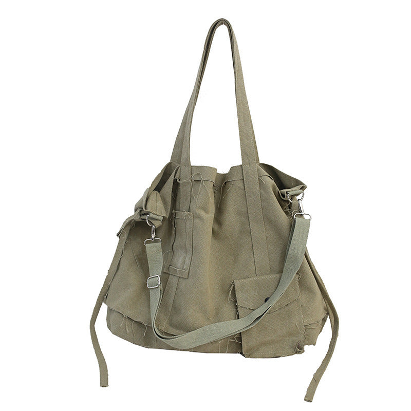 Lazy Canvas Solid Color Shoulder Bag