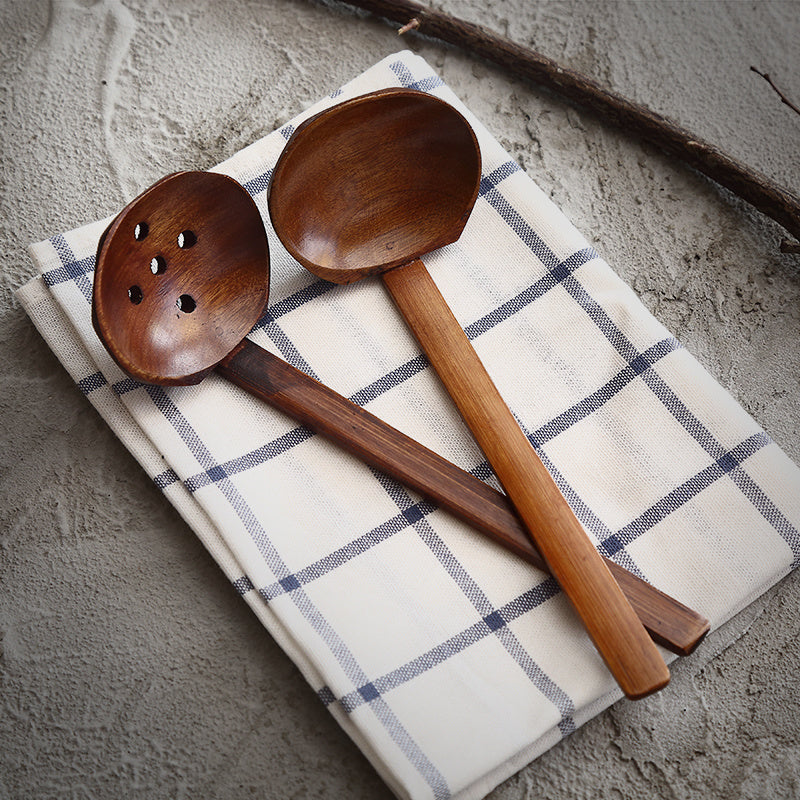 Hand Made Wooden Ladle And Hot Pot Colander