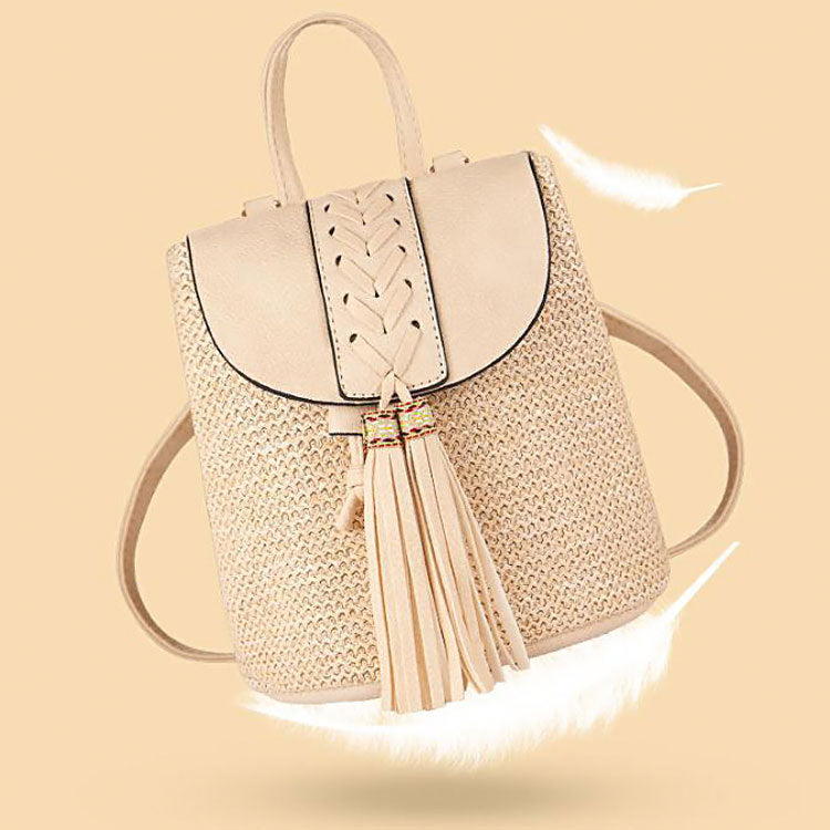 Spring And Summer Straw Woven Women's Backpack