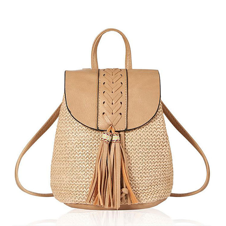 Spring And Summer Straw Woven Women's Backpack