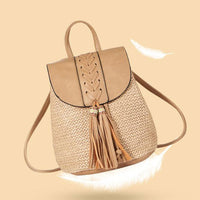 Spring And Summer Straw Woven Women's Backpack