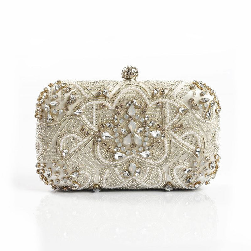 Women's Hand Sewn Rhinestone Chain Evening Bag