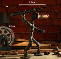 Robot Table Lamp Vintage Loft Iron Pipe