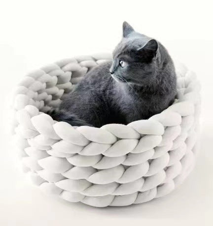 Cat Sleeping Basket Bed Round Fluffy Comfortable Touch Pet Products