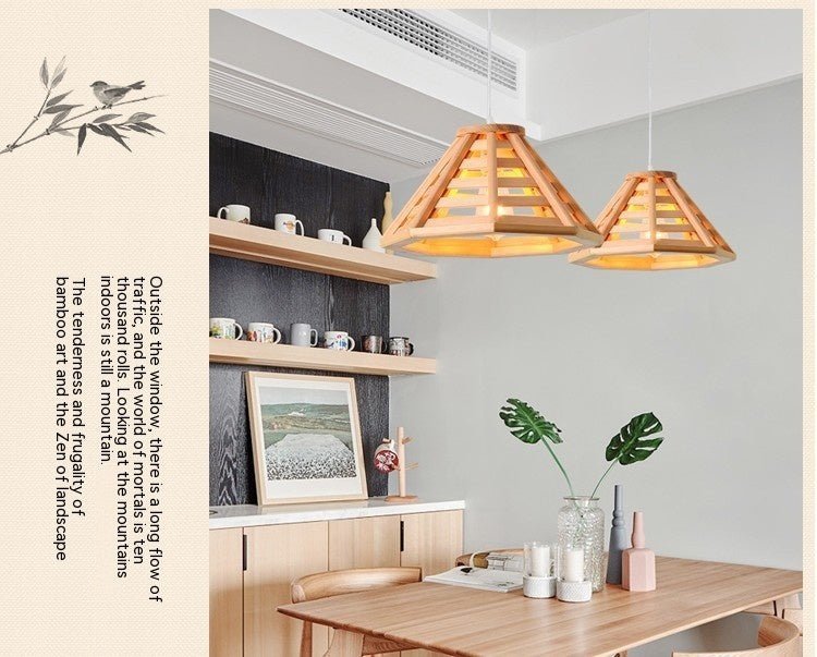 Modern Minimalist Bamboo Woven Woodcraft Ceiling Lamp