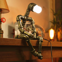 Robot Table Lamp Vintage Loft Iron Pipe