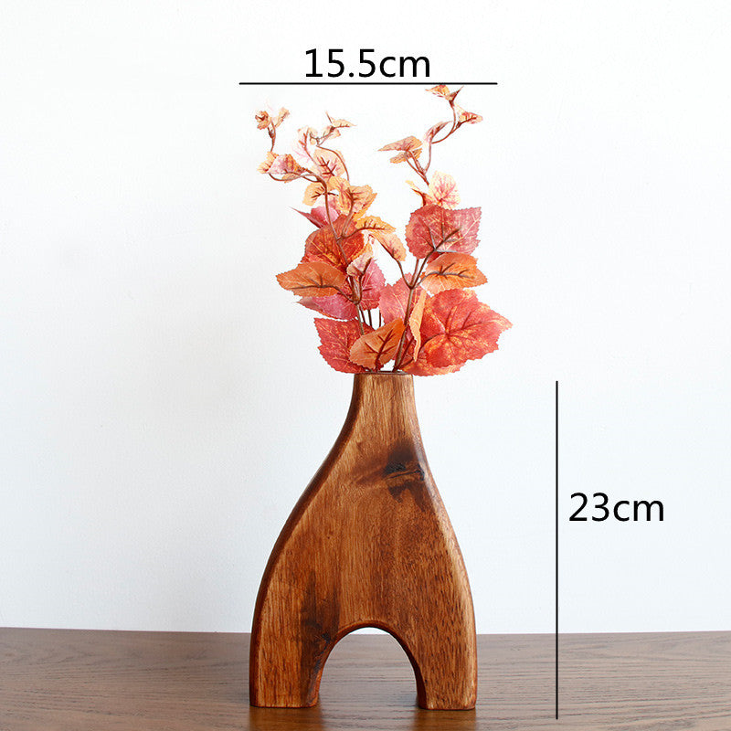 Creative Living Room Solid Wood Vase Countertop Ornaments