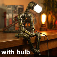 Robot Table Lamp Vintage Loft Iron Pipe