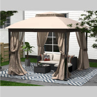 10X10FT SOFT TOP METAL GAZEBO WITH MOSQUITO NET AND SUN SHADE