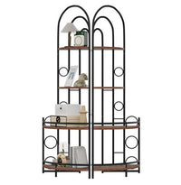 Four-tier Corner Bookshelf, Contemporary Style, Plant Shelves With Metal Frames