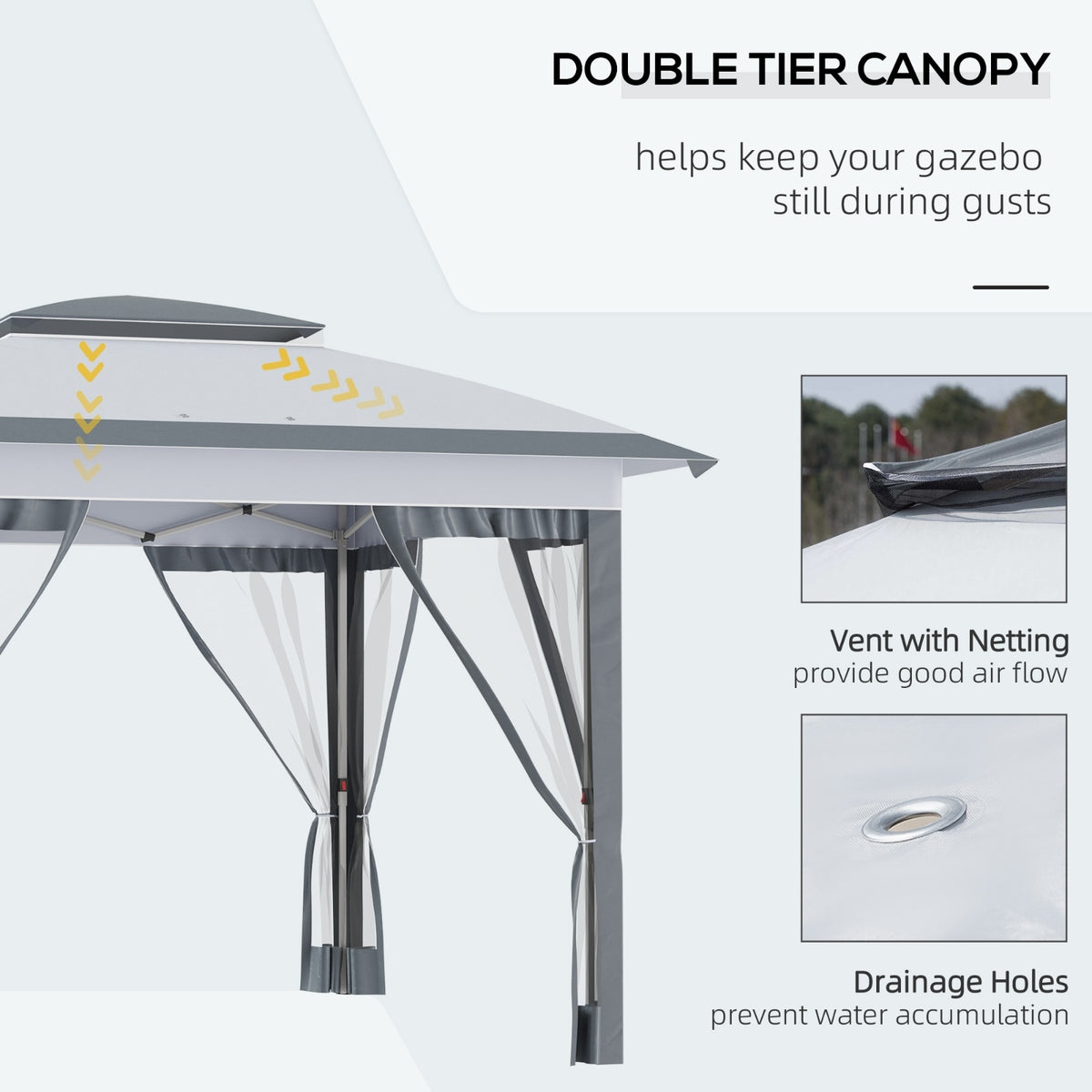 Outsunny 12' X 12' Pop Up Canopy Tent With Netting And Carry Bag, Instant Sun Shelter With 137 Sq.ft