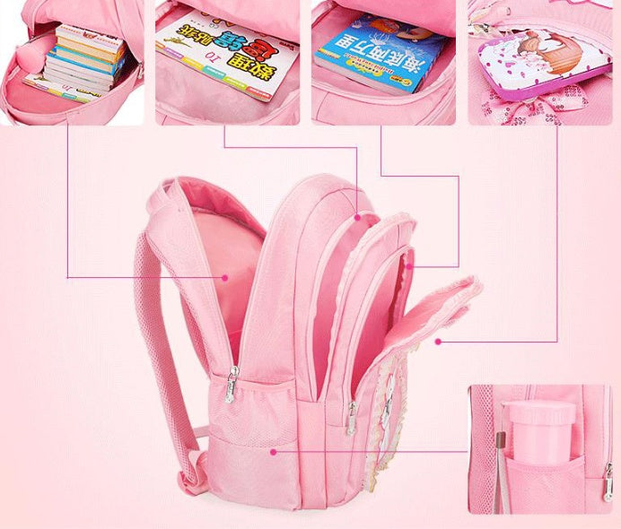 Primary school bag 6-12 year old girl backpack cute princess