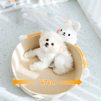 Cotton Rope Cat Bed Cat House Cat Scratcher Cat Scratching Board Woven Basket Cat Nest For Kitten Kitties Rabbits Indoor Cats, Rabbit