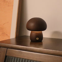 INS Wooden Cute Mushroom LED Night Light With Touch Switch  Bedside Table Lamp