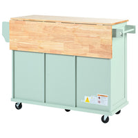 Kitchen Trolley With Rubberwood Folding Leaf Countertops