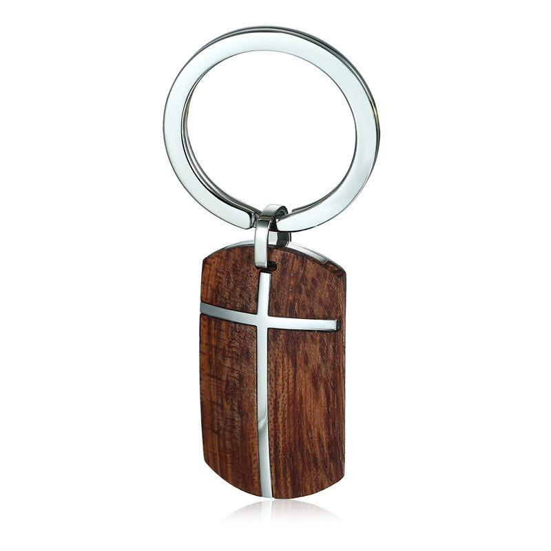 Rosewood cross key chain