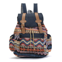 Ethnic Style Denim Large Capacity Drawstring School Bag/Backpack