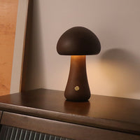 INS Wooden Cute Mushroom LED Night Light With Touch Switch  Bedside Table Lamp