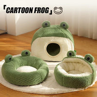 Cartoon Frog Shape Cat Bed House Cat Bed Comfortable Indoor For Cats Or Small Dogs Kennel Cute Pet Cat Nest Cat Nest For Puppy Kitten Rabbit