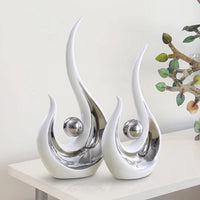 Pair of Flying Phoenix, White Porcelain Electroplated