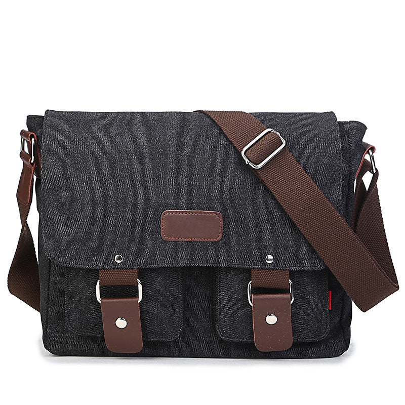 Solid Color Canvas Shoulder Bag Messenger Briefcase