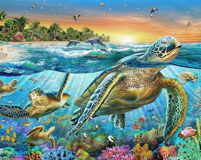 Animal Full Diamond Embroidery Diy Diamond Painting Sea Turtles Decor Resin Stone Pasted Picture Children Birthday Gift A029