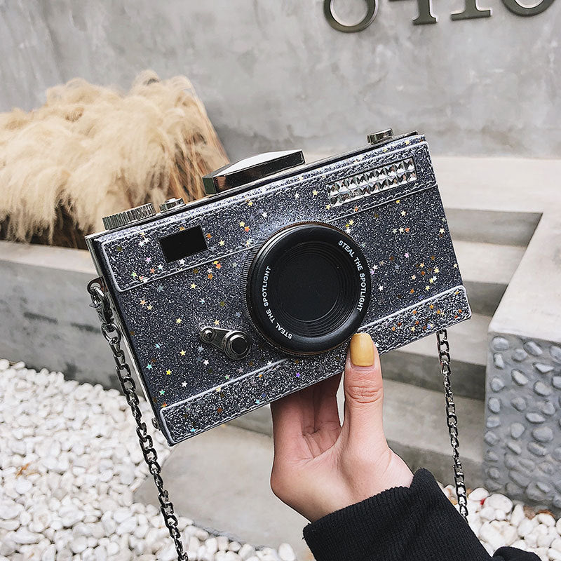 Sequin One Shoulder Crossbody Camera Bag